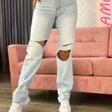 Jean Vibrant Azul Claro Roto Rodilla