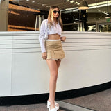 Falda Colegiala Drill Caqui