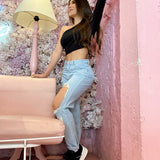 Mom Jean Azul Claro Rotos