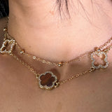 Collar Trebol Dorado Brown