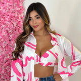 Blusa Blanca Grafitti Fuscia