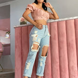 Mom Jean Light Blue Rotos