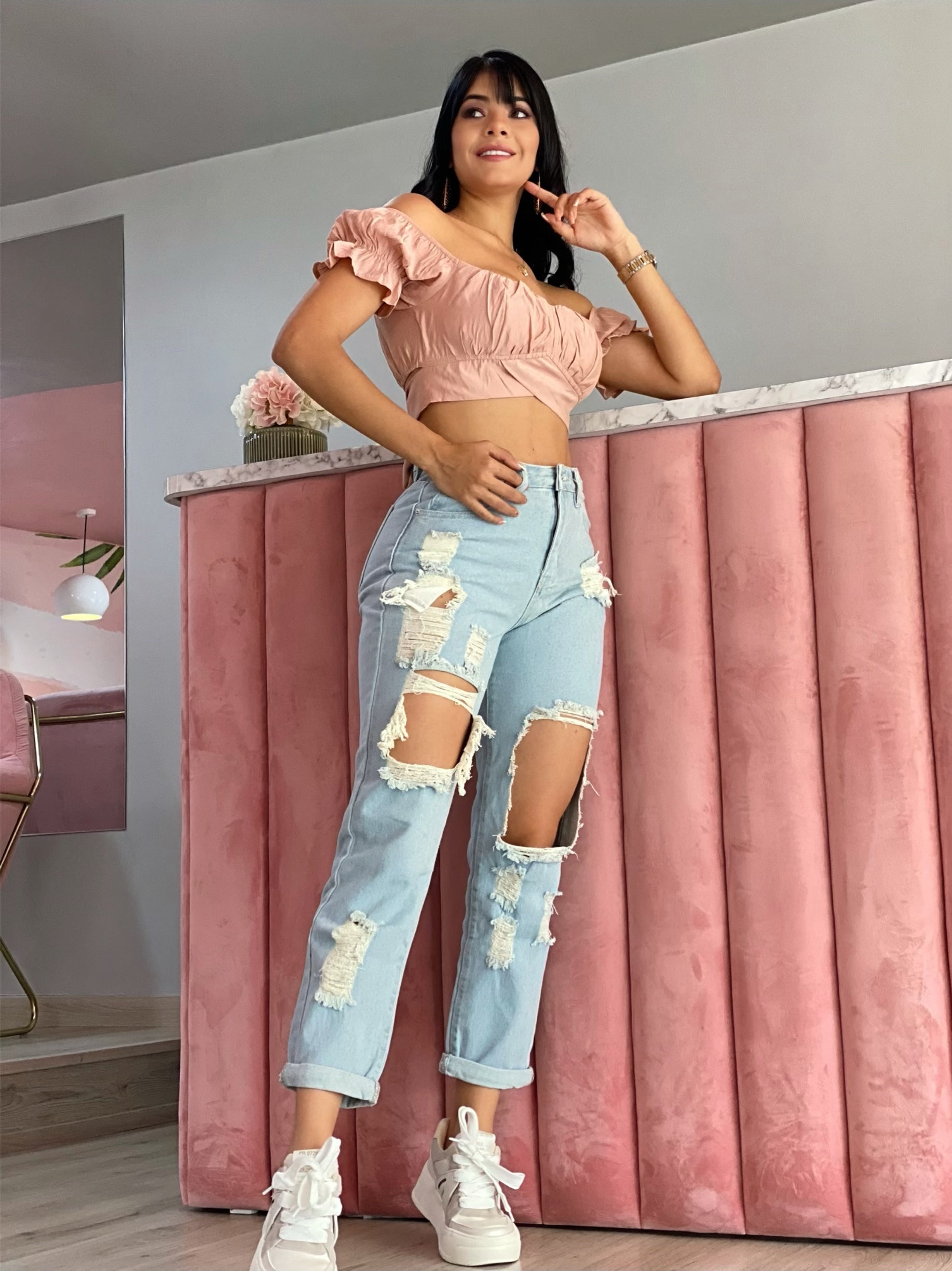 Mom Jean Light Blue Rotos