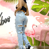 Jean Vibrant Recto Claro Desgastado