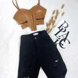 Crop Top Cuerina Pico Jw Camel