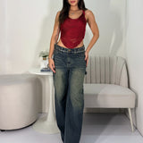 Blusa Flecos Caida Burgundy