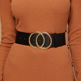 CINTURON NEGRA HEBILLA DOBLE ARO
