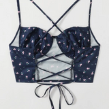 TOP FLORAL AZUL DE TIRAS