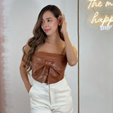 Top Cuerina Mono Camel