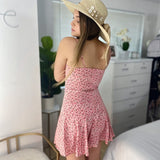 Vestido Floral Tiras Rosado