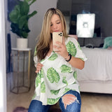 KIMONO BLANCO HOJAS VERDES