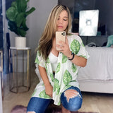 KIMONO BLANCO HOJAS VERDES