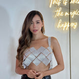 Top Brillos Rombos Plateado