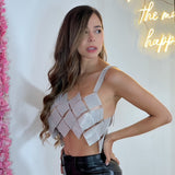 Top Brillos Rombos Plateado