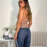 BLUSA ENCAJE CAIDA BEIGE MAREA DELANTERO