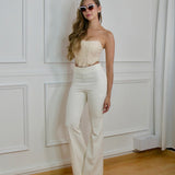 Pantalon Tiro Alto Ivory Liso