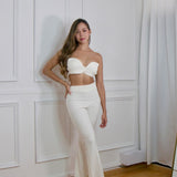 Crop Top Escote Cinta Marfil