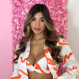 Blusa Blanca Grafitti Naranja