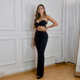 Pantalon Tiro Alto Negro Liso