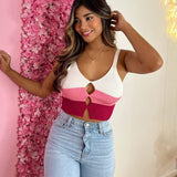 Top Dos Colores FusciaxBlanco