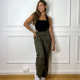 Pantalón Cargo Verde Oliva Recto