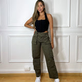 Pantalón Cargo Verde Oliva Recto