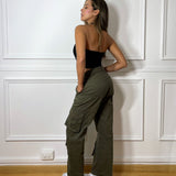Pantalón Cargo Verde Oliva Recto