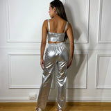 Pantalón plateado metalizado