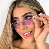 Gafas Rombo Doradas Lente Lila
