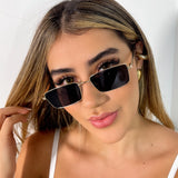 Gafas Rectangulo Doradas Lente Negro