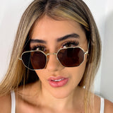 Gafas Heptagono Doradas Lente Café