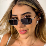 Gafas Rectángulo Plateadas Lente Negro