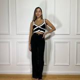 Pantalon Straight Negro Boton Dorado