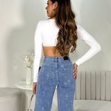 Jean Azul Claro Print Cactus Straight