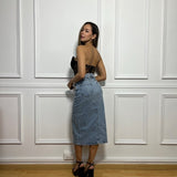 Falda Medium Denim Abertura Larga