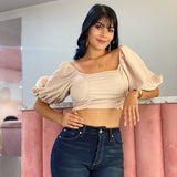 BLUSA TOP CAQUI MANGA FAROL