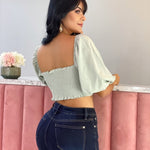 BLUSA TOP MENTA MANGA FAROL