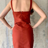 VESTIDO BOTONES CAFÉ / NARANJA