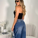 Blusa de un hombro negra