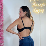 Corset Bra Negro Perlas