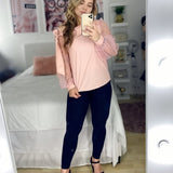 BLUSA ROSADA MANGA LUNARES CON NUDO