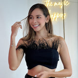 Top Negro Plumas Strapless