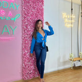 Camisera Top Cruzado Azul