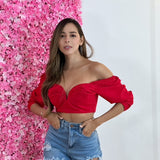 Blusa Manga Larga V Roja