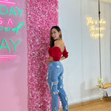 Blusa Manga Larga V Roja