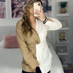 BLUSA BLANCA BEIGE CRUZADA