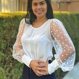 BLUSA BLANCA MANGA LUNARES
