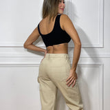 Pantalones cargo Caqui de tiro bajo