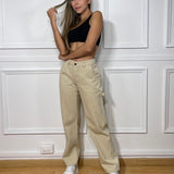 Pantalones cargo Caqui de tiro bajo