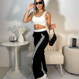 Pant Negro Pretina Boxer Lineas Blancas